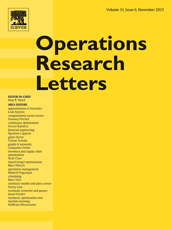 Go to journal home page - Operations Research Letters